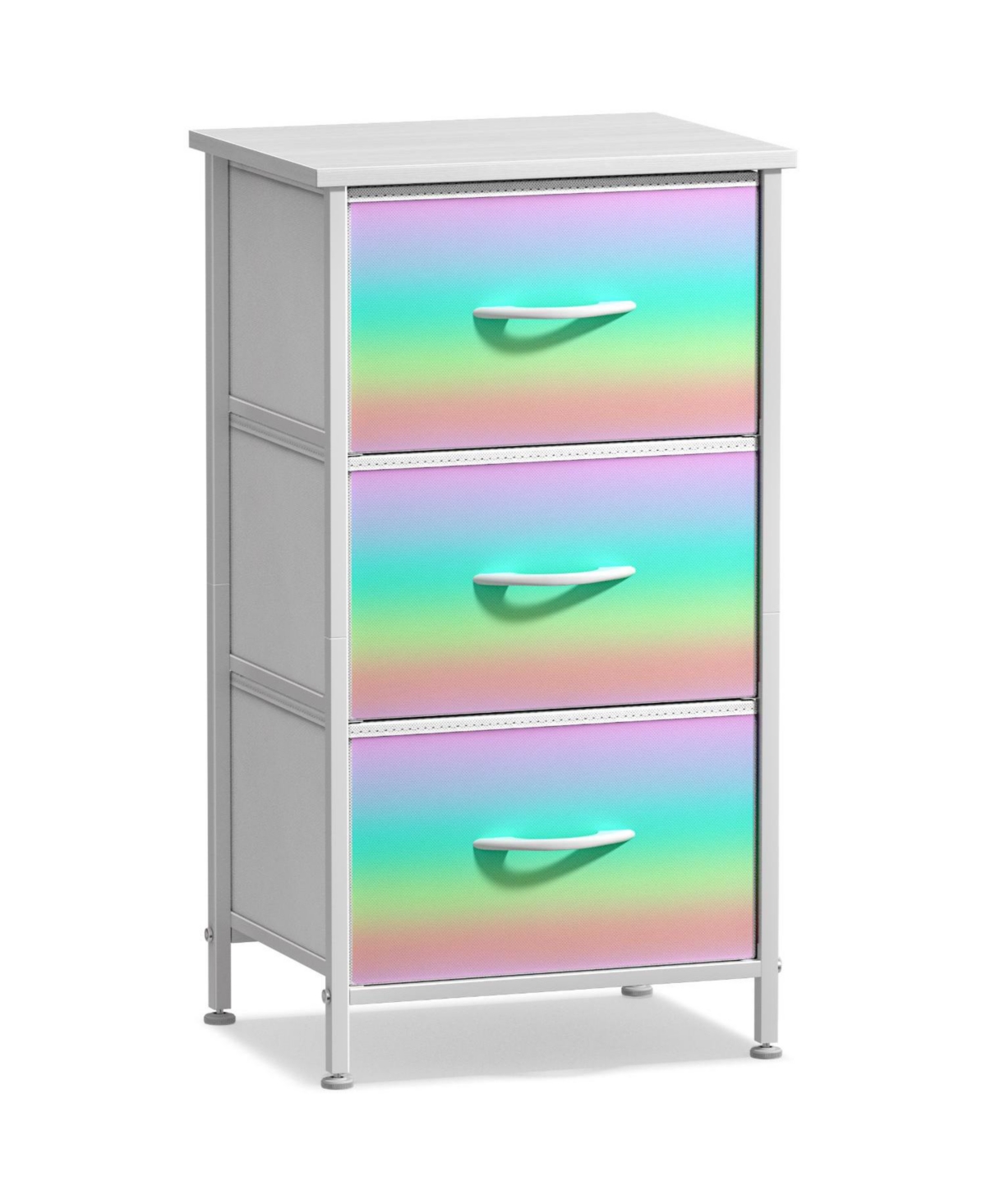 Sorbus Nightstand with 3 Drawers - Steel Frame, Wood Top & Easy Pull Fabric Bins - Perfect for Home, Bedroom, Office & College Dorm - Color hues