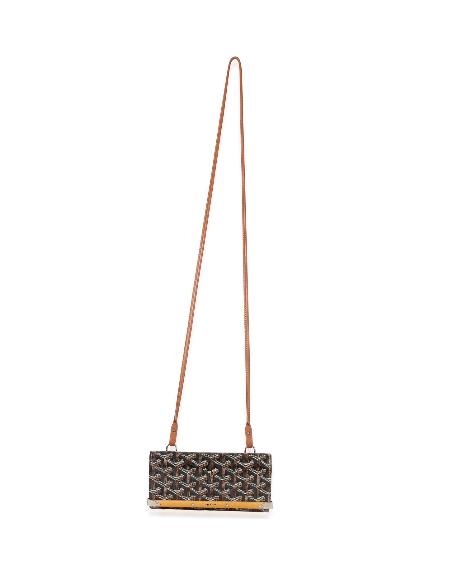 Pre-Owned Goyard Gold Black Goyardine Monte Carlo Mini Clutch