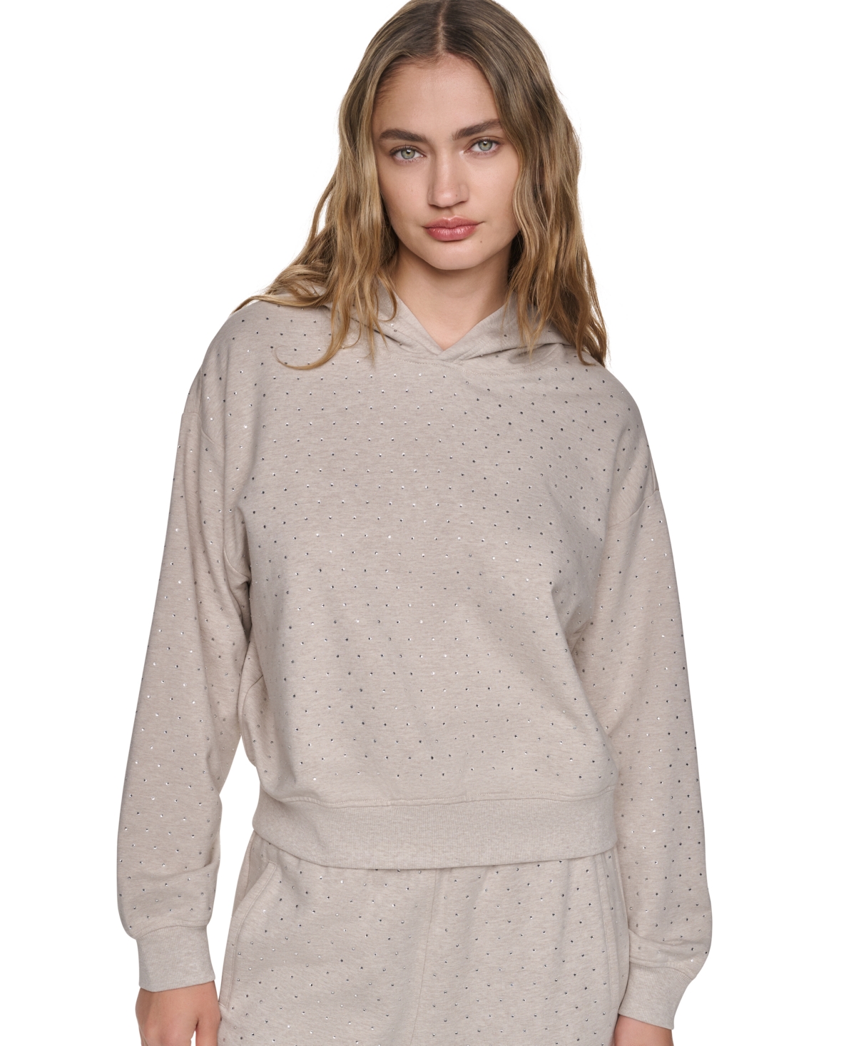Dkny Jeans Women's Rhinestone Hooded Pull-On Sweatshirt
