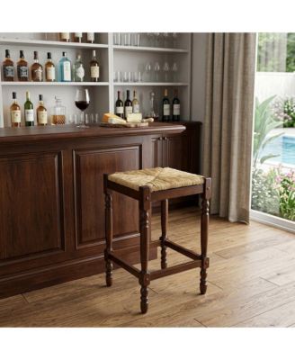 29" Solid Wood Backless Bar Height Bar Chair