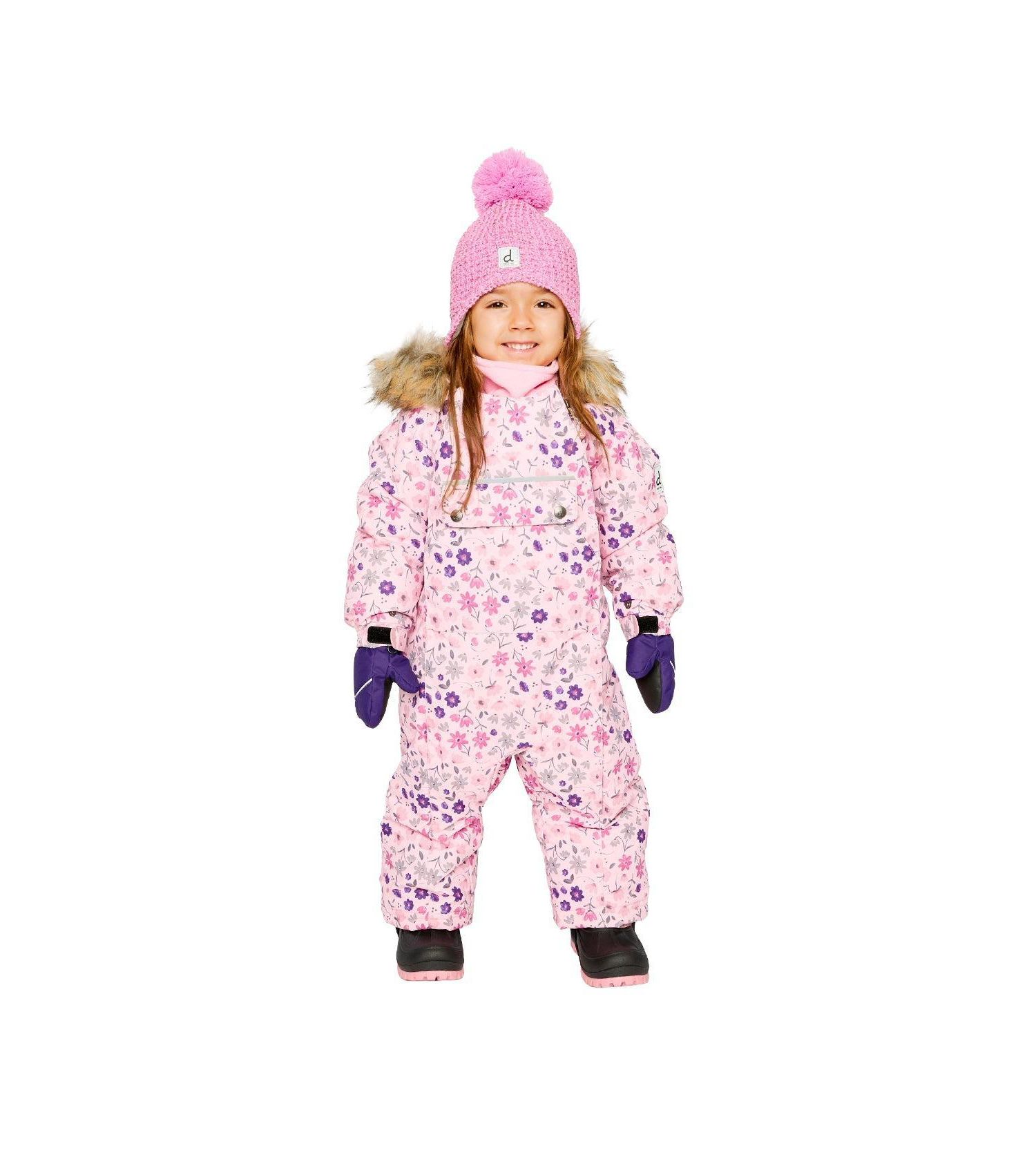 Baby Girl ( 6M to 24 M ) One Piece Snowsuit Adapted for Car Seats Mini Flower Print