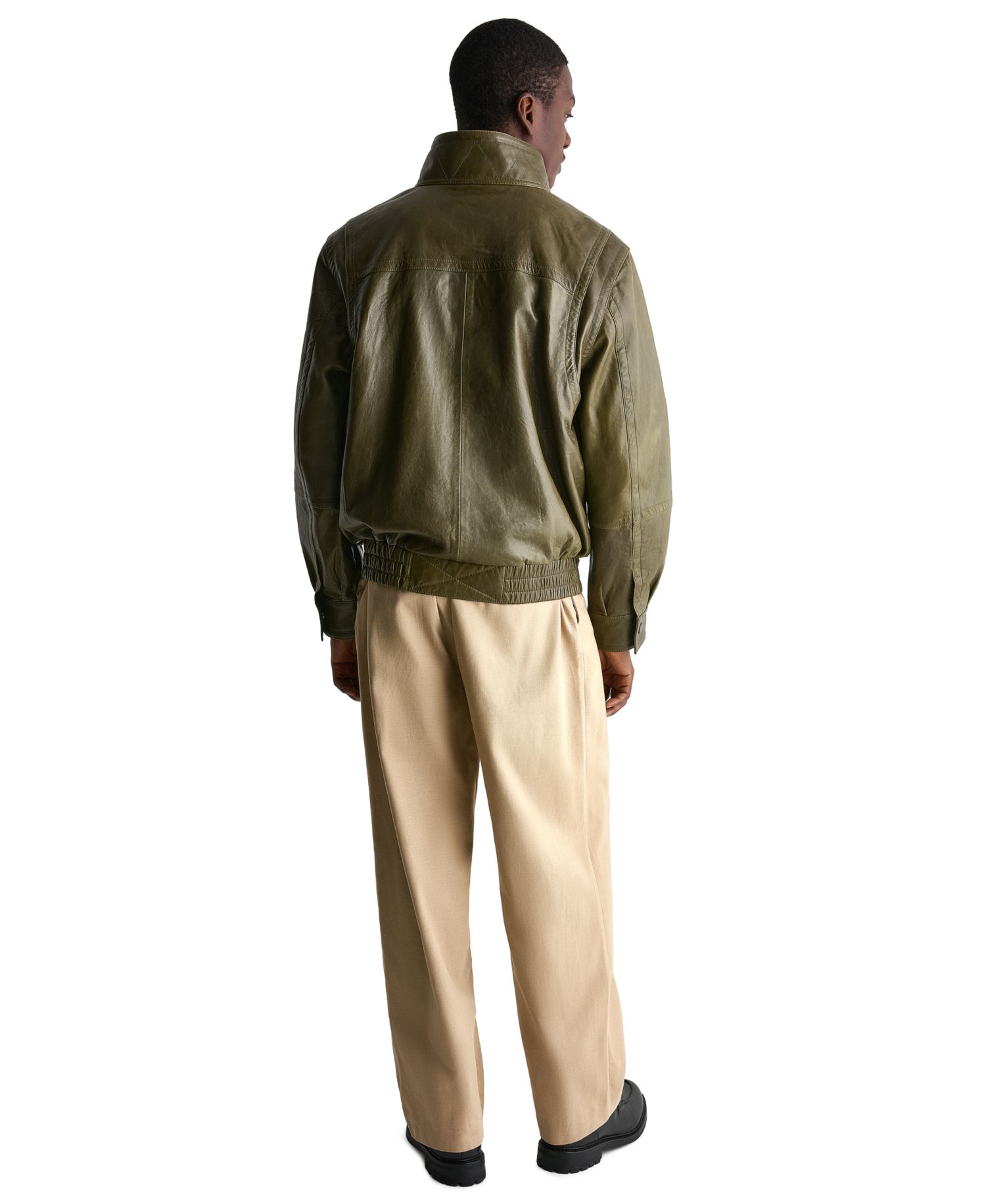 Men's Leather Double Collar Vintage Jacket