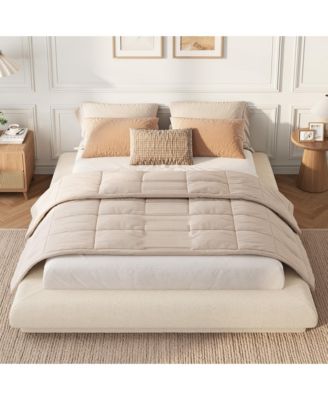 Cloud Platform Bed Frame with Upholstered, No Box Spring Needed, Easy Assembly, Noise-FreeThis wrapped platform bed base