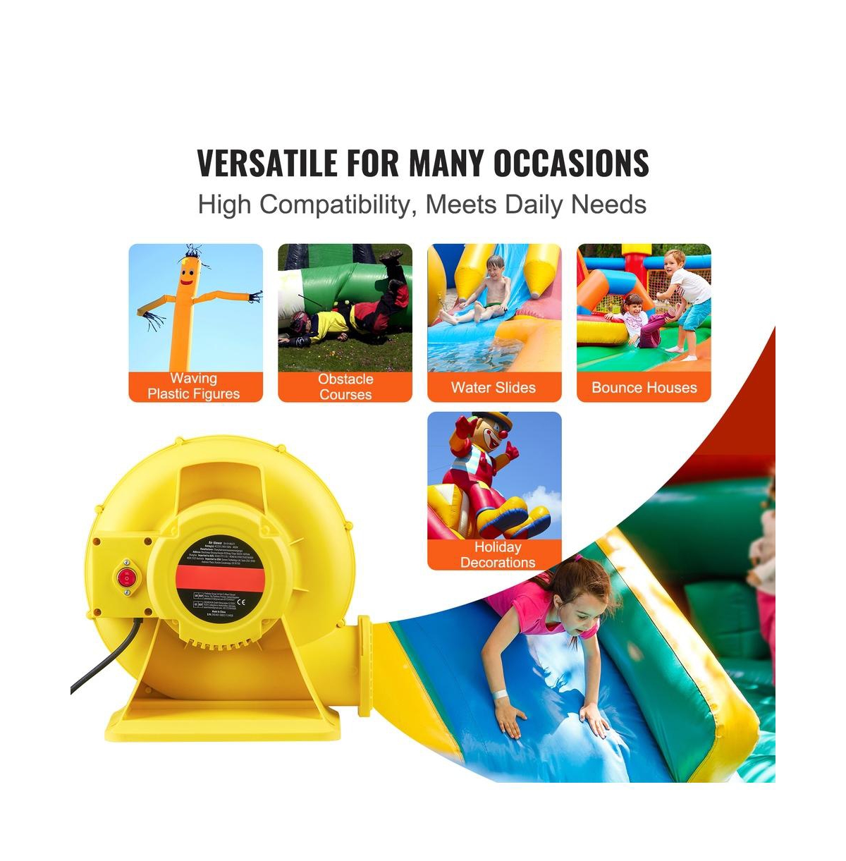 Sugift 450W Inflatable Bounce House Blower with 1750Pa Wind Pressure, Ages 18+