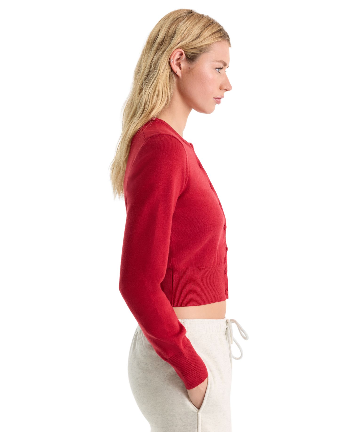 Women's Fine Knit Crewneck Cardigan