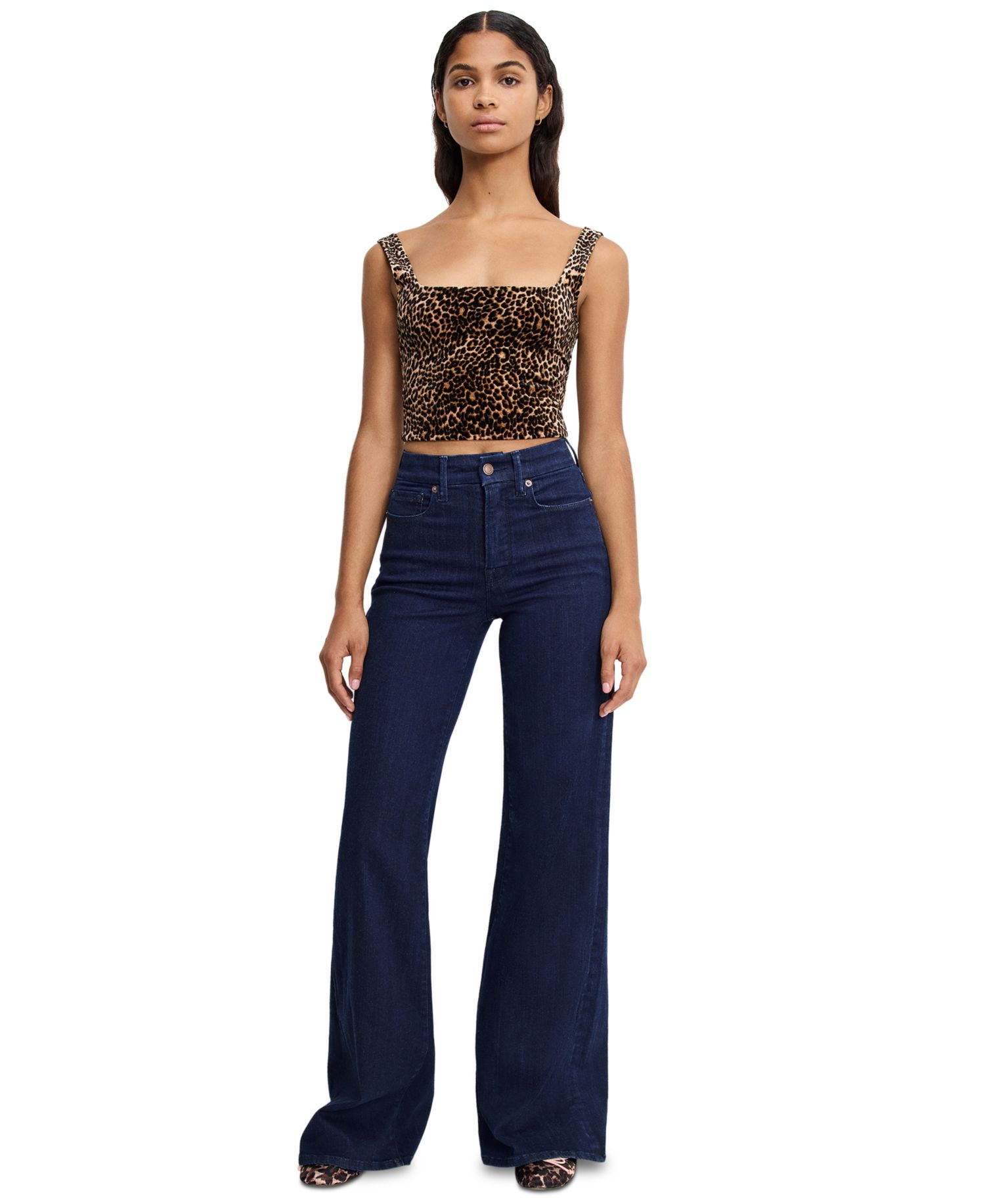 Petite High-Rise Wide-Leg Ankle Jeans