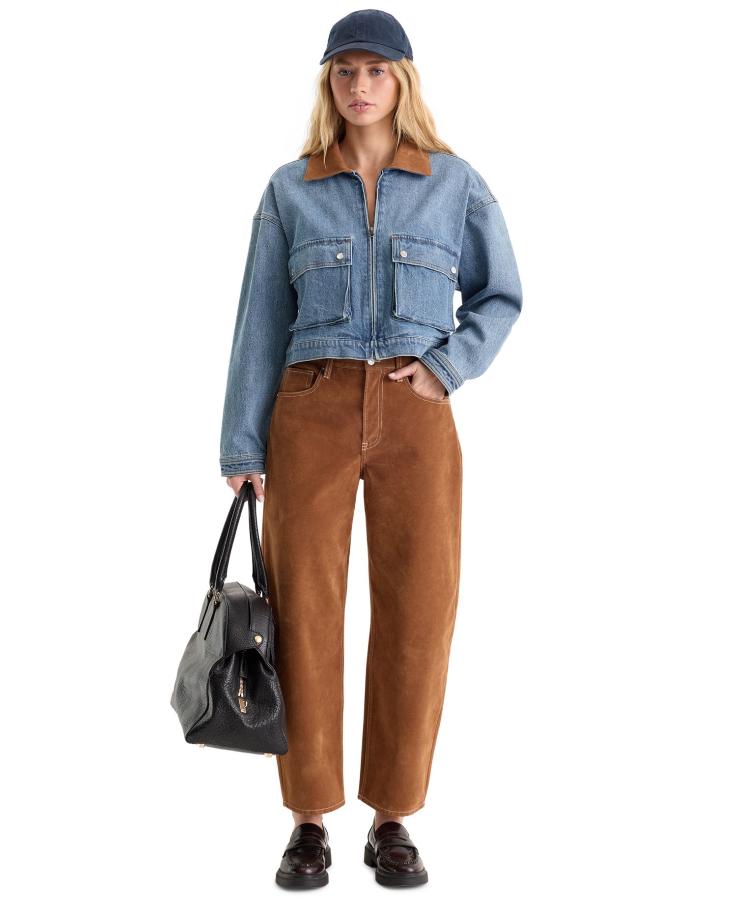 Women's Collared Button-Front Denim Jacket