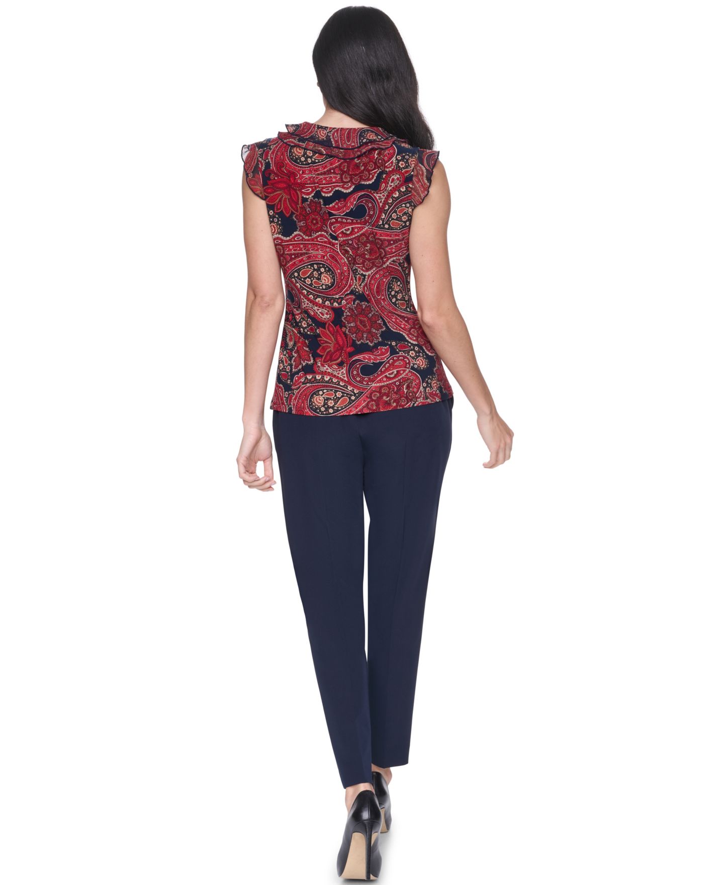 Женская блузка Tommy Hilfiger Sleeveless Paisley V-Neck Blouse, цвет: Полуночный разноцветный — фото 6