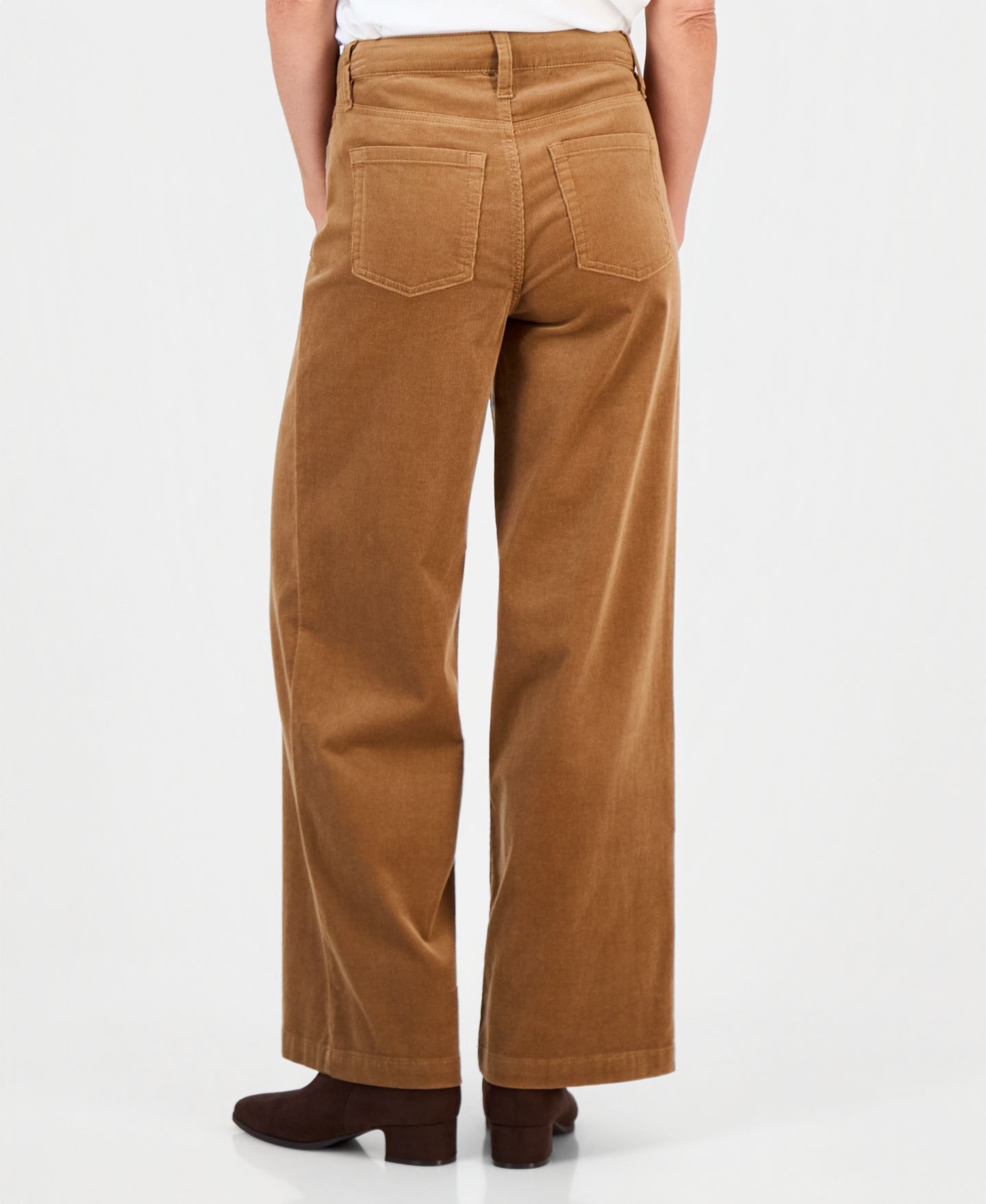 Женские брюки Style & Co Petite Corduroy High-Waisted Wide-Leg Pants, Macy's Exclusive, цвет: Beechwood — фото 2