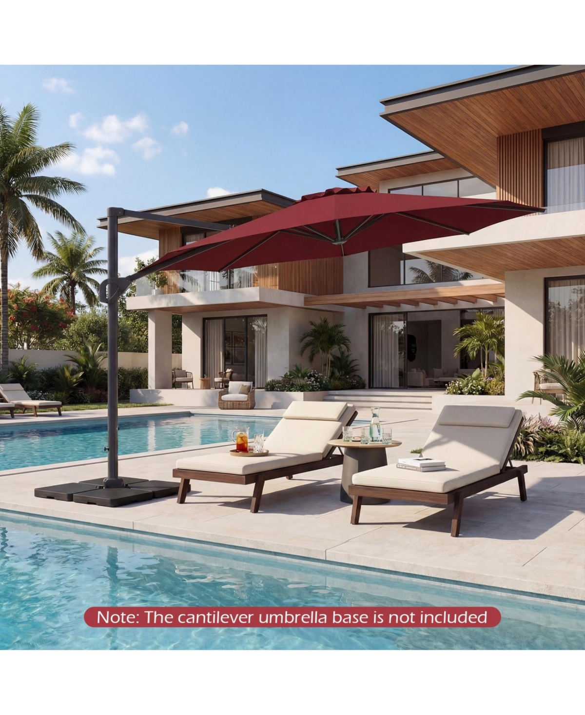 Sugift Offset Cantilever Patio Umbrella with Six-Angle Tilt and 360 Rotation