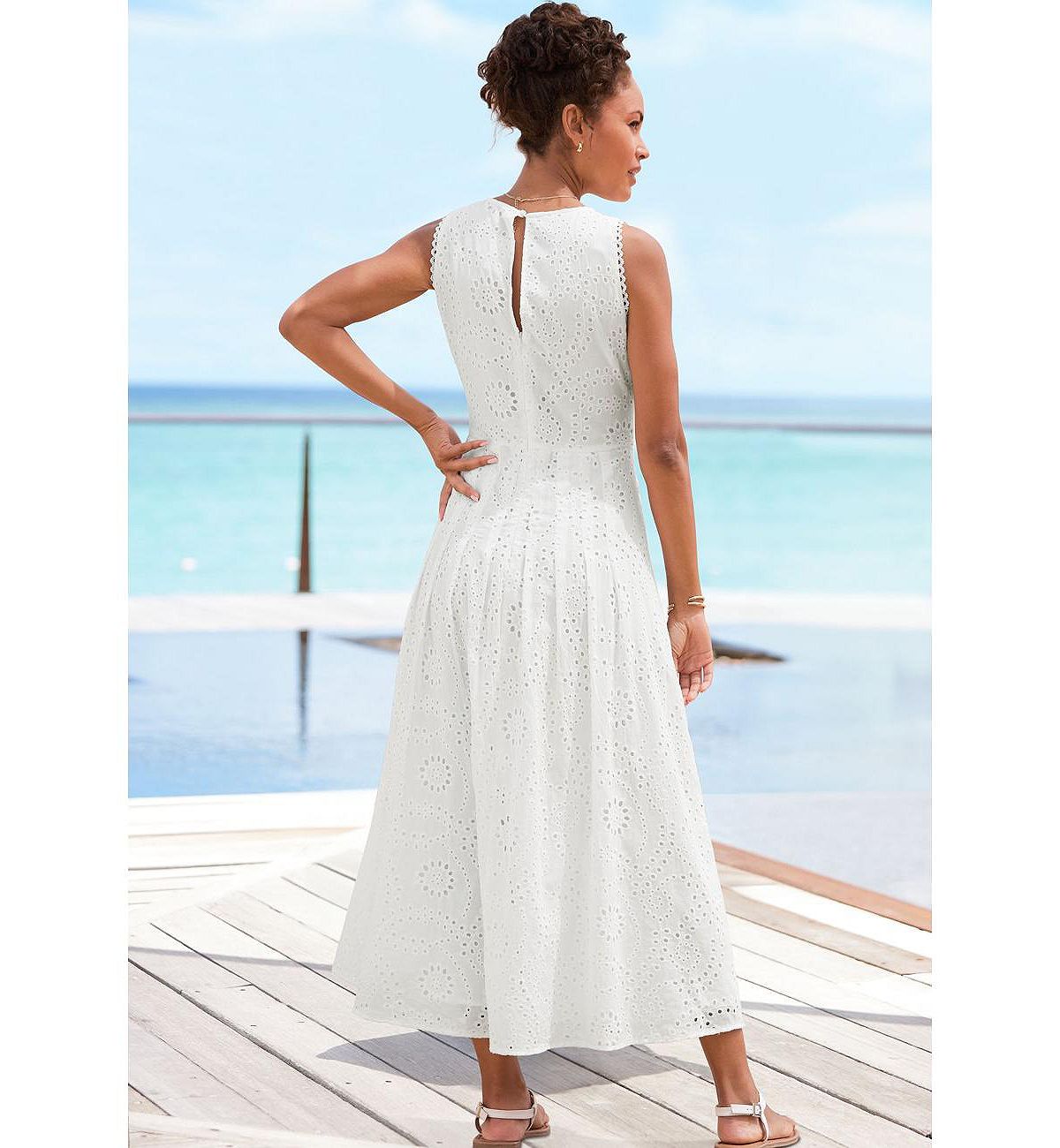 LASCANA Women's Sleeveless Eyelet Maxi Dress view 3 — MAYCSS fashion products