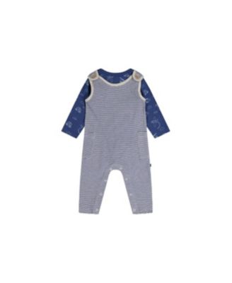 Baby Boy ( 3M to 24 M ) Cotton Onesie with Overalls Set Printed Transportation
