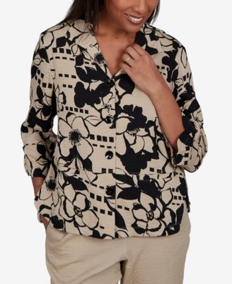 Women's Travel Advisory Geo Floral Button Front Top