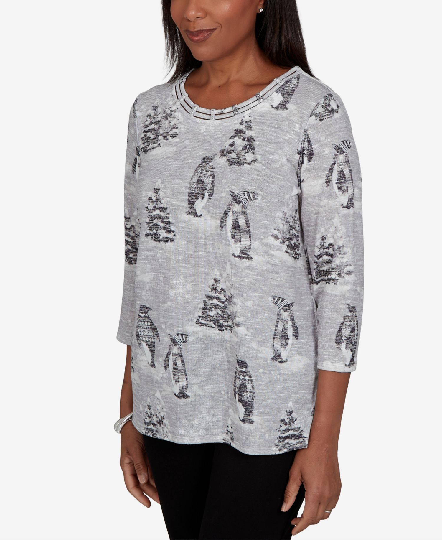 Women's Classic Penguins And Trees Knit Top