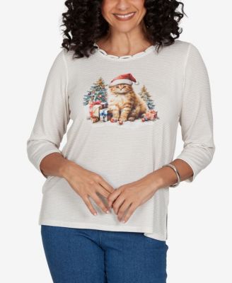 Women's Classic Santa Cat Knit Top