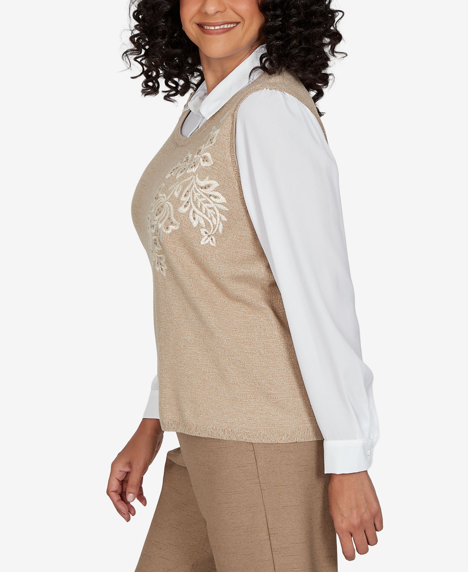 Women's Union Square Embroidered Vest Two In One Sweater