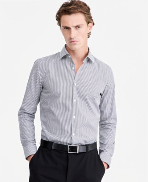 Мужская рубашка Hugo Boss HUGO by Valerio Modern-Fit Patterned Dress Shirt, цвет: Чёрный