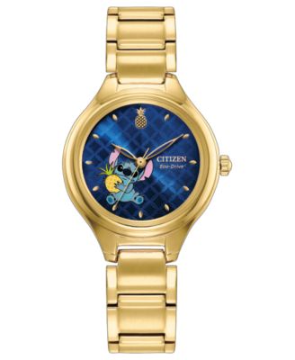 Women's Disney Stich in Time Gold-Tone Stainless Steel Bracelet Watch 29mm