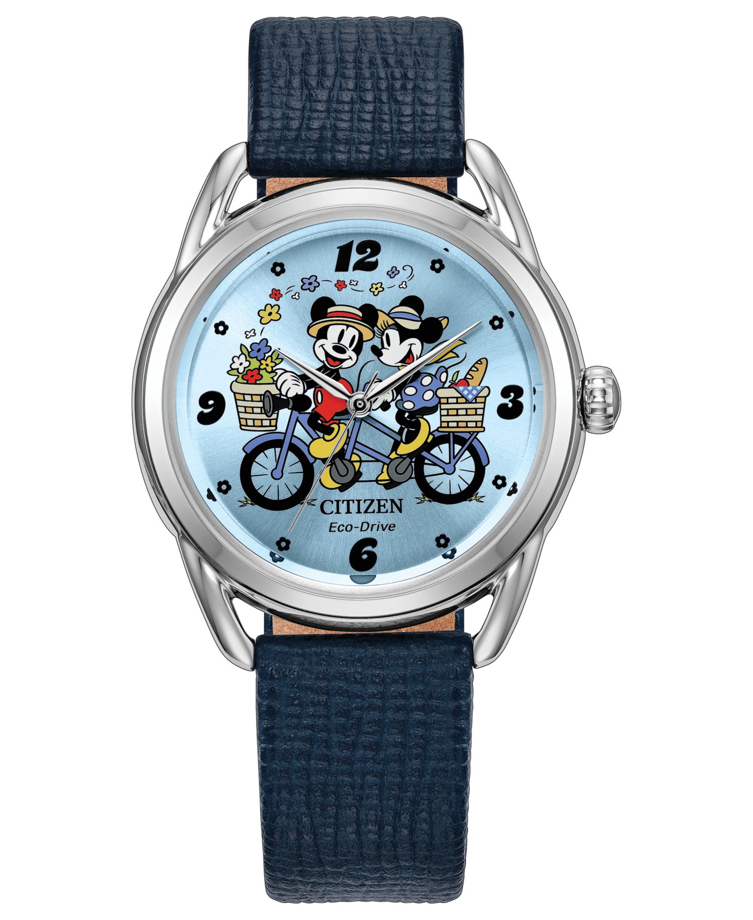 Women's Mickey and Minnie in Tandem Navy Leather Strap Watch 36mm
