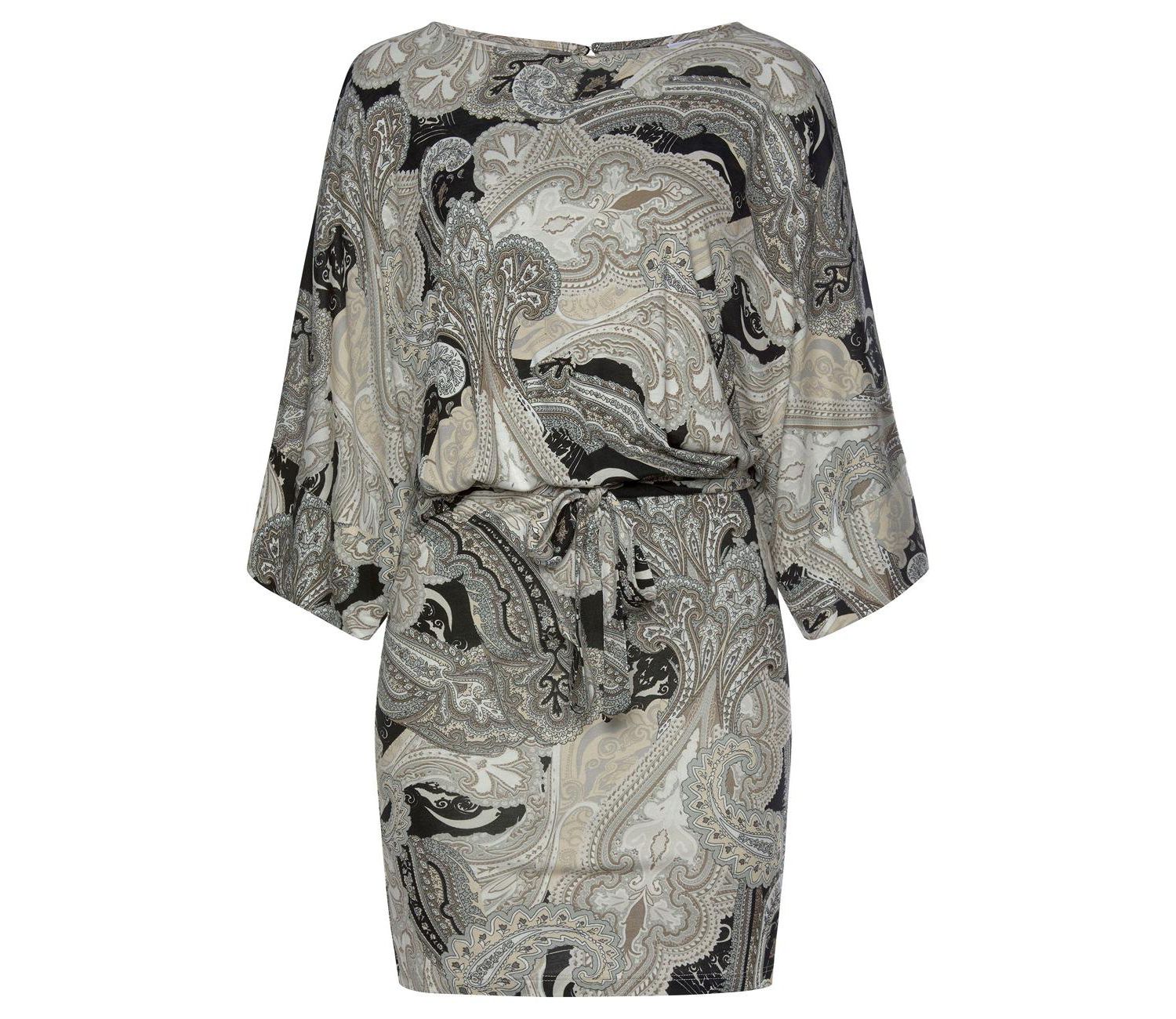 Women's Viscose Printed Cold Bodycon Elastic-Waist Short Dress