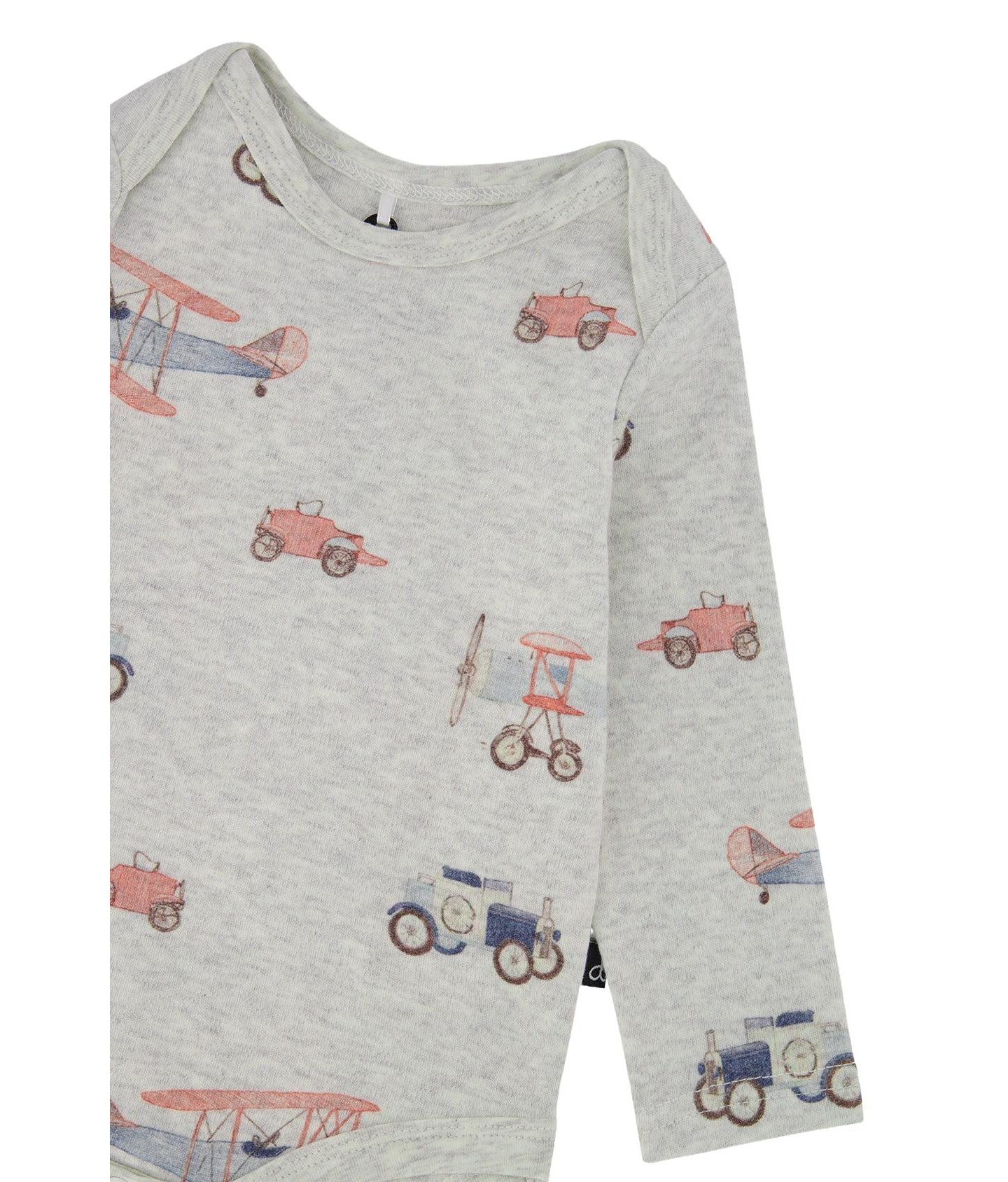 Deux par Deux Baby Boys Cotton Onesie Printed Airplanes One Pieces, цвет: Бежевый с принтом — фото 5