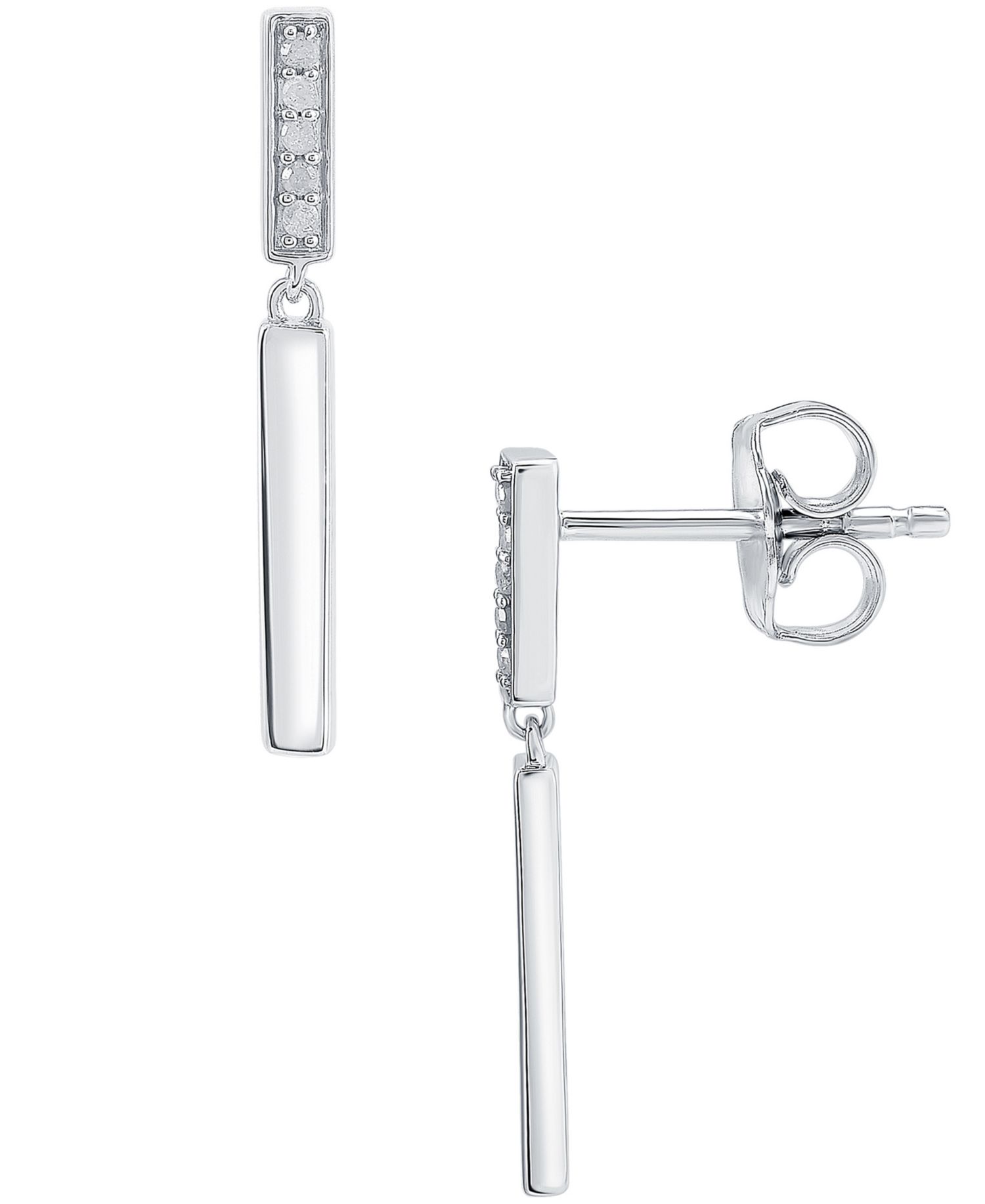 Diamond Bar Drop Earrings (1/10 ct. t.w.) in Sterling Silver