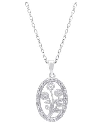 Diamond Bouquet 18" Pendant Necklace (1/10 ct. t.w.) in Sterling silver or Sterling Silver & 14k Gold-Plate