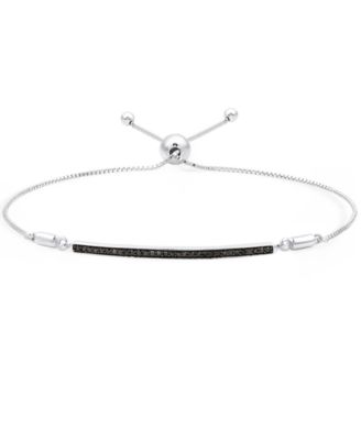 Black Diamond Bar Bolo Bracelet (1/6 ct. t.w.) in Sterling Silver