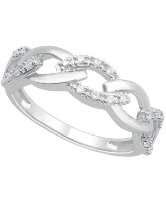 Diamond Link Band Ring (1/10 ct. t.w.) in Sterling Silver
