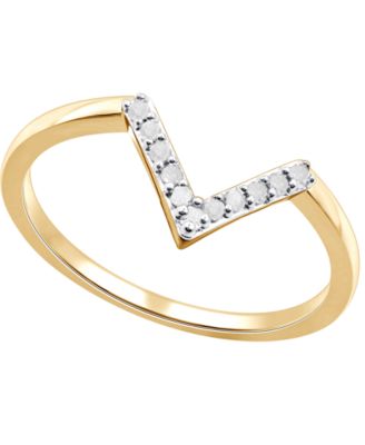 Diamond V Ring (1/10 ct. t.w.) in Sterling Silver or 18k Gold-Plated Sterling Silver