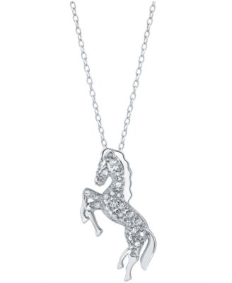 Diamond Horse Pendant Necklace in Sterling Silver  (1/10 ct. t.w.)