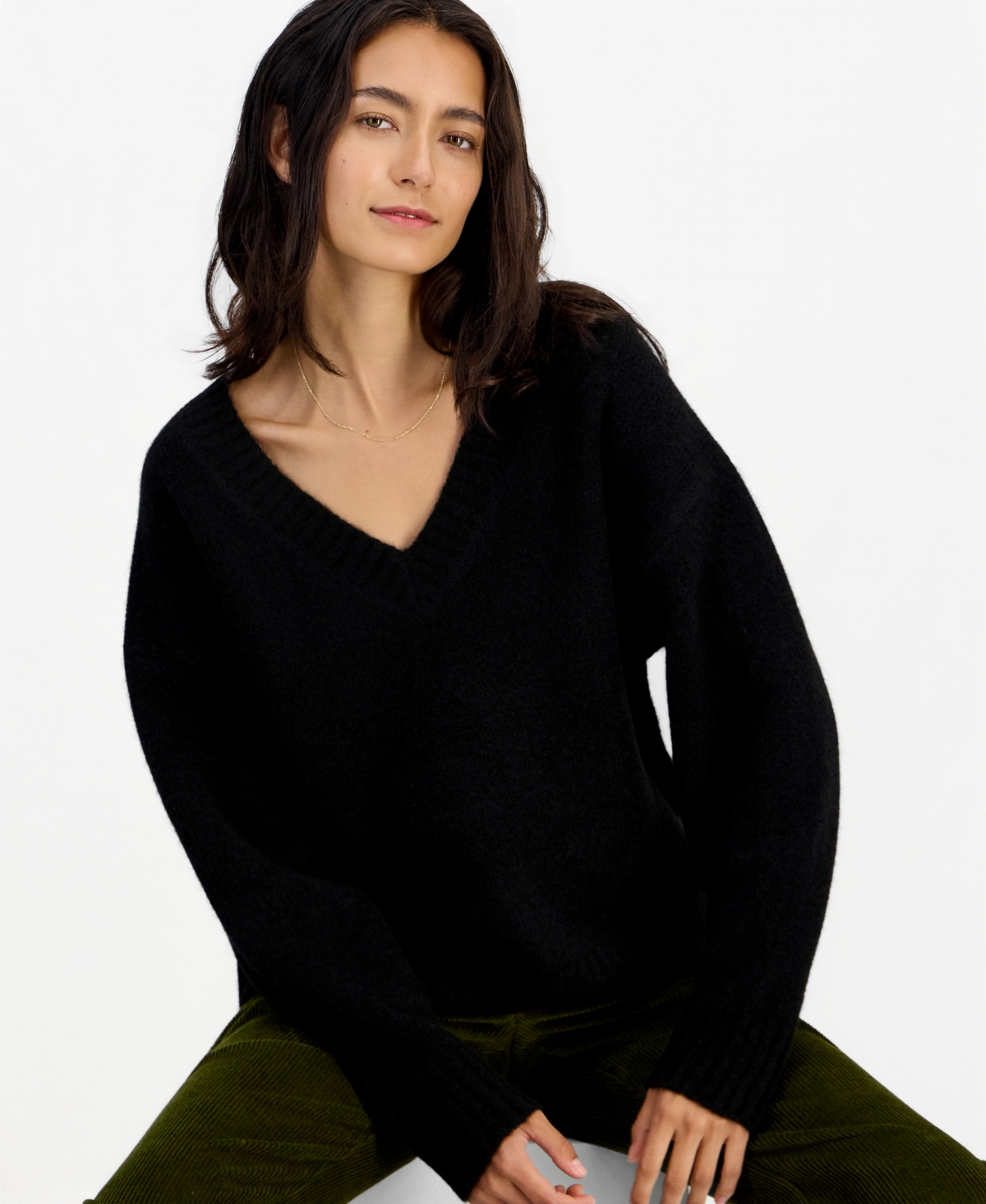And Now This Women's Marled Long-Sleeve V-Neck Pullover, Macy's Exclusive