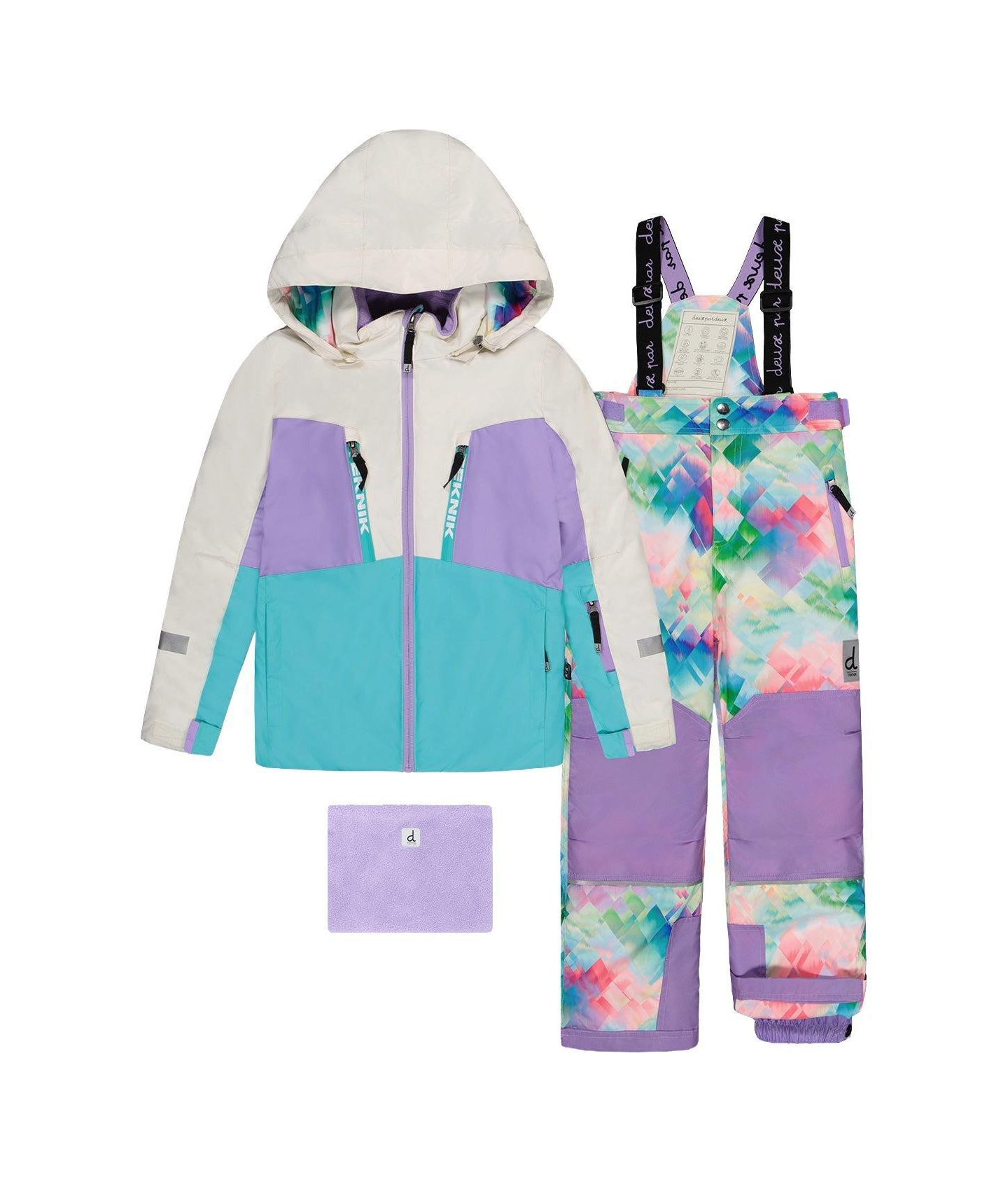 Deux par Deux Little and Big Girl's (6-16) Two Piece Teknik Snowsuit, цвет: Multicolored With A Diamond Pattern — фото 1