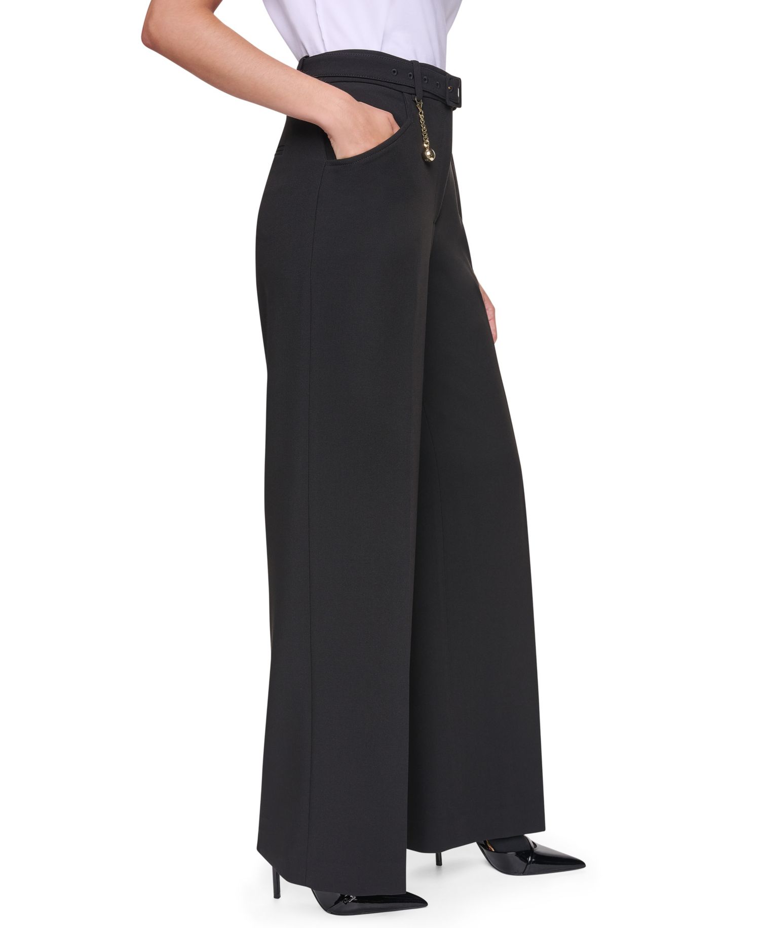Women's Mid-Rise Belted Straight Pants