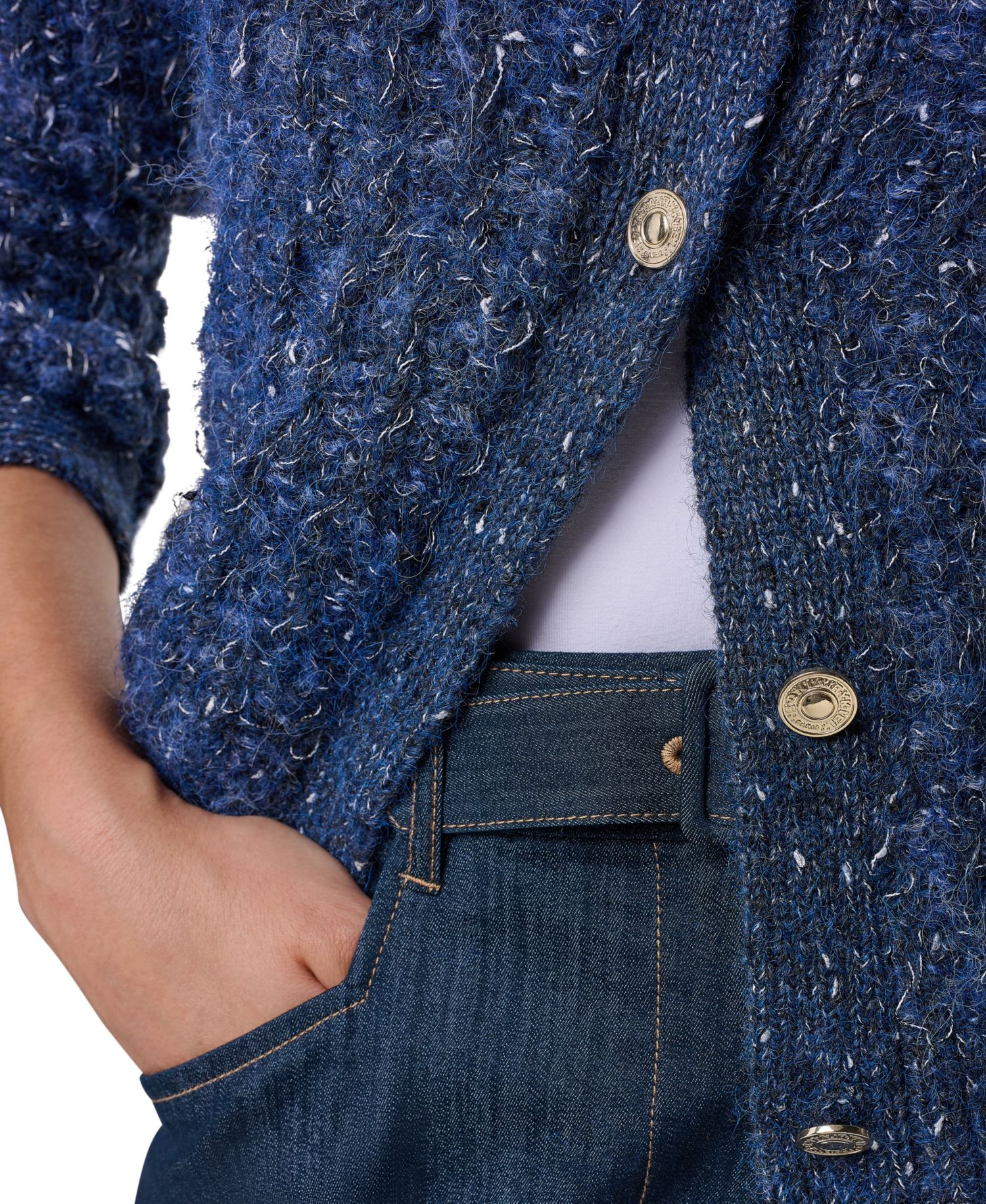 Women's Five-Button-Front Sweater Denim Jacket