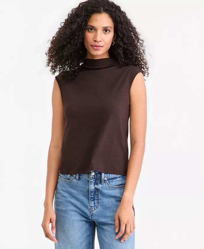 Women's Funnel Neck Sleeveless T-Shirt