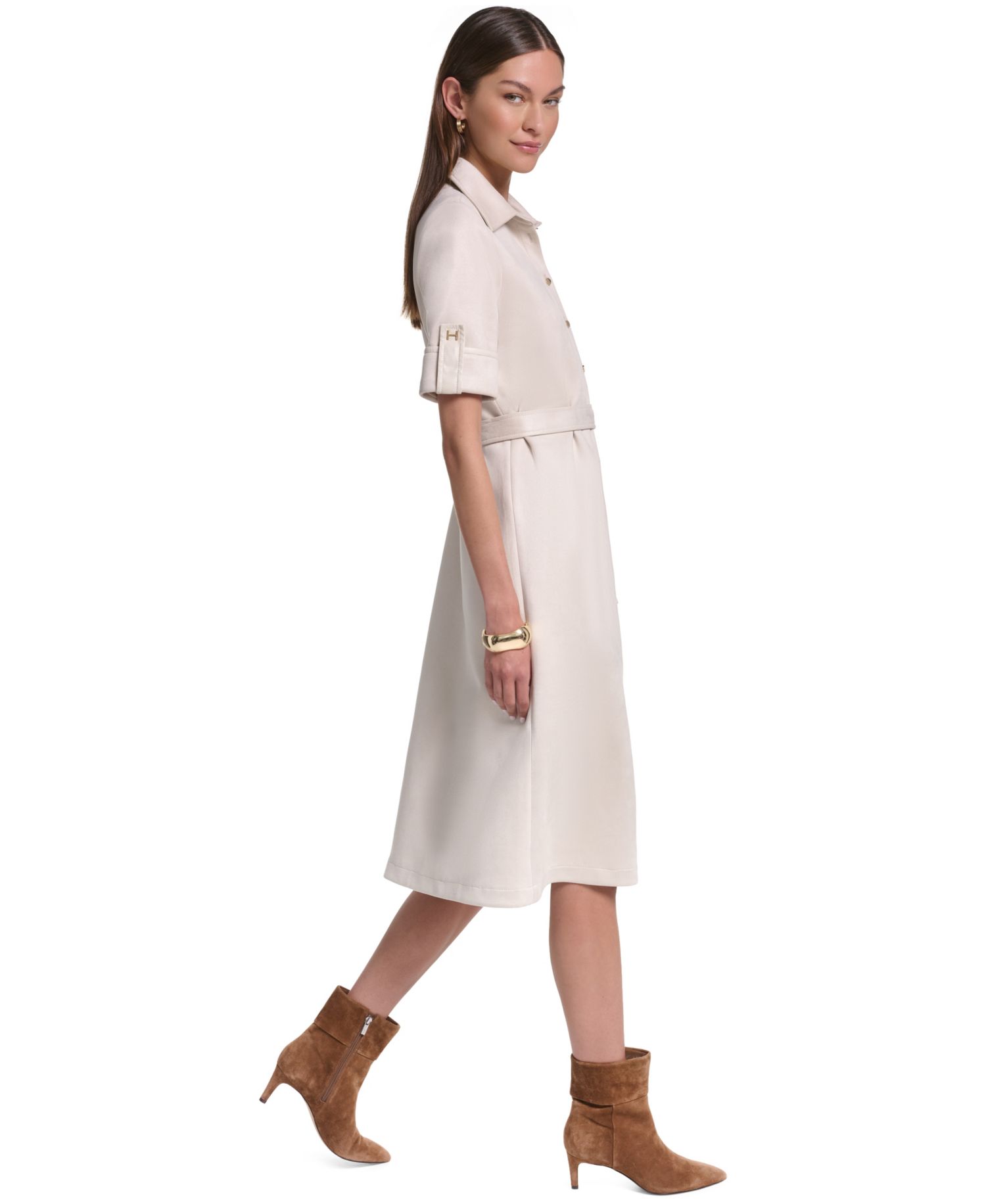 Women's Belted Midi Dress