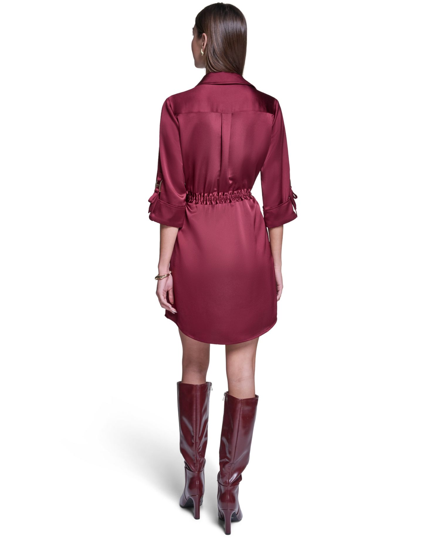 Women's Satin Shirt Dress