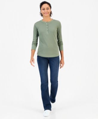 Women's Waffle-Knit Long-Sleeve Henley