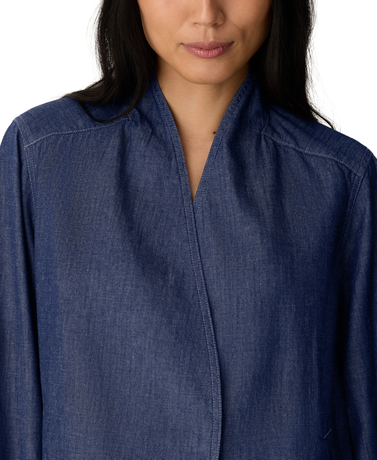 Eileen Fisher Women's Lightweight Denim Long-Sleeve Curved Jacket