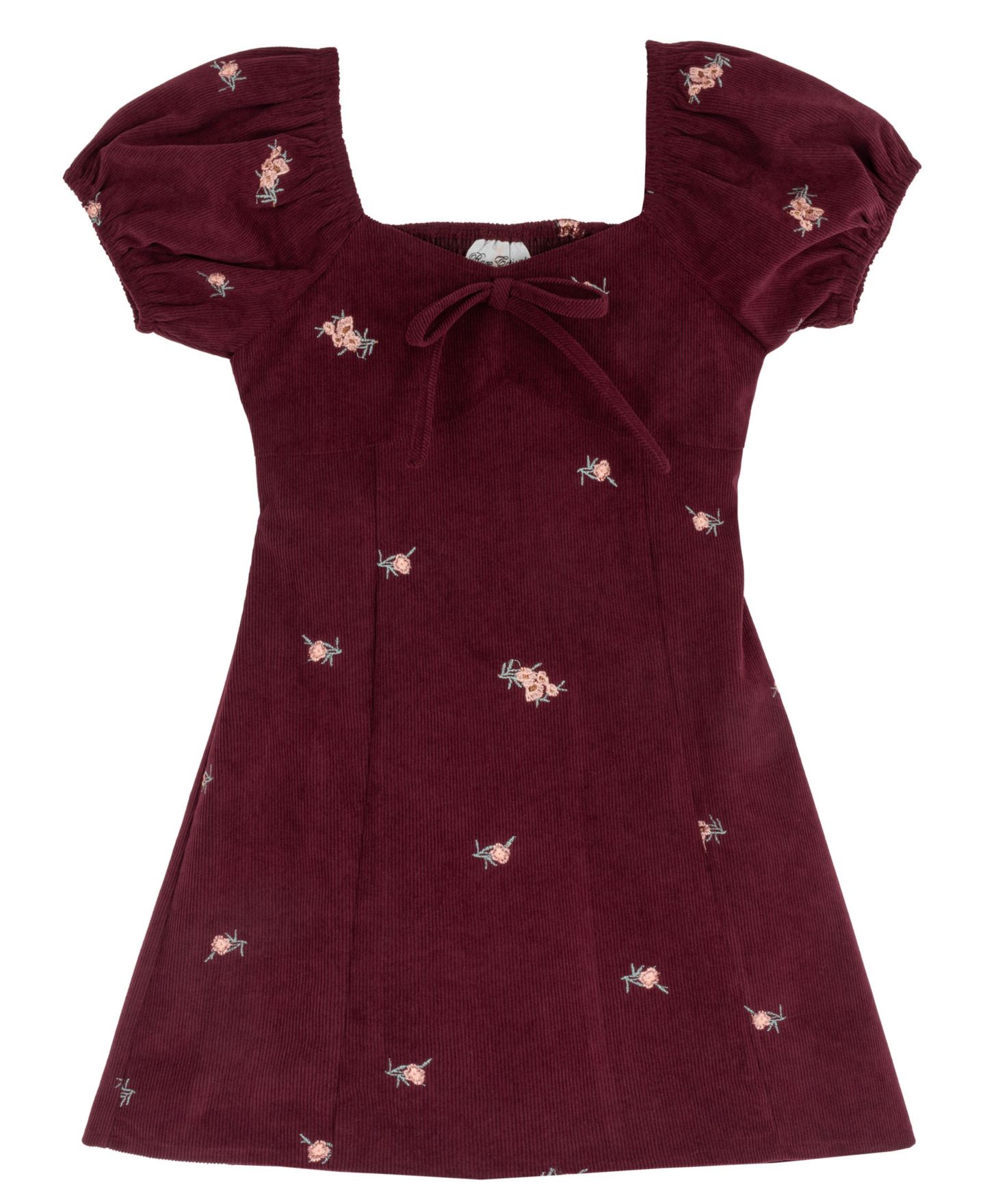 Платье Rare Editions Embroidered Corduroy Dress для девочек, цвет: Бордовый — фото 1