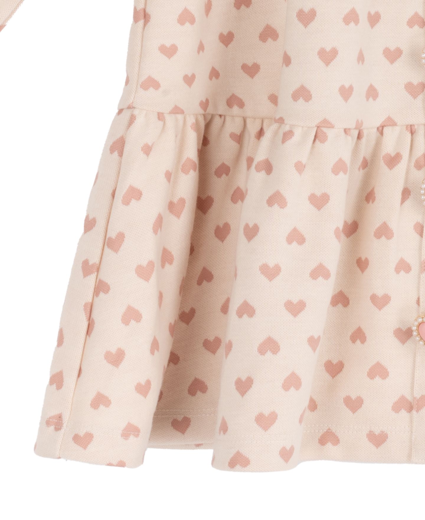 Платье Rare Editions Heart Print Long-Sleeve Dress для девочек, цвет: Кремовый — фото 4
