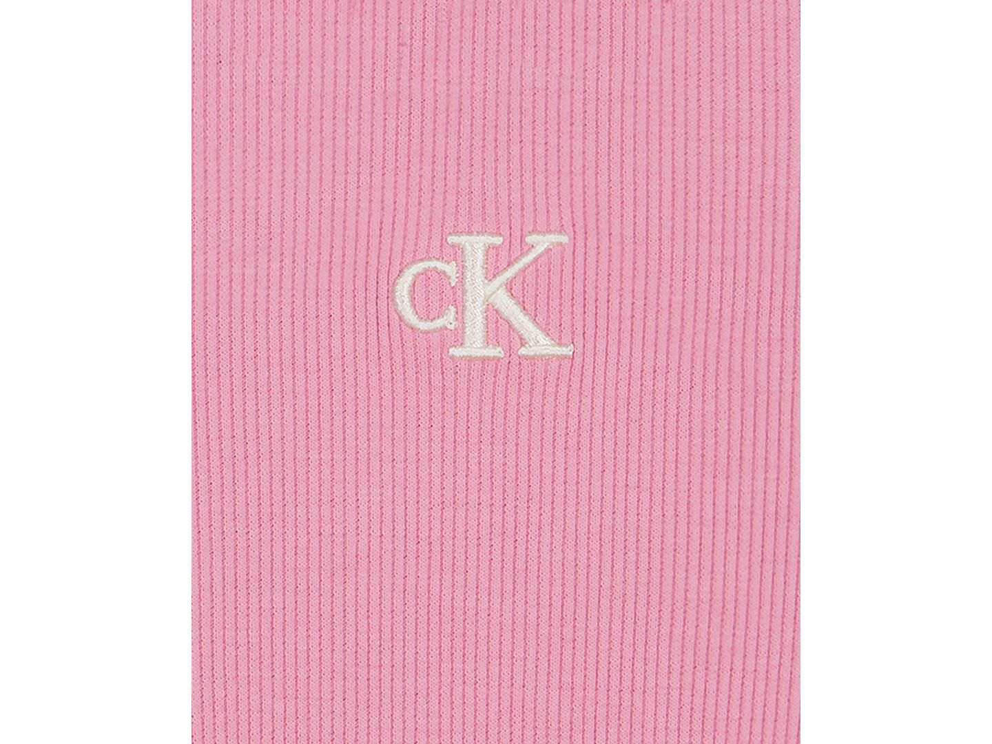Детский комплект Calvin Klein с монограммой: топ в рубчик и широкие джинсы, 2T-6X, цвет: Розовый / Джинсовый — фото 10