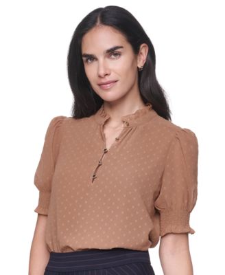 Women's Clip Dot Mock Neck Popover Top