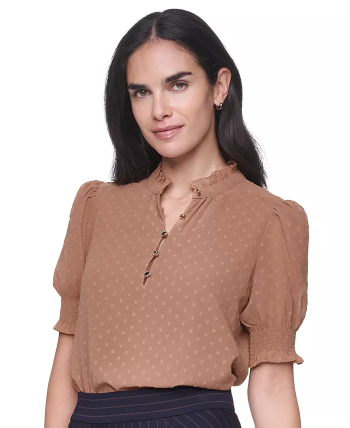 Women's Clip Dot Mock Neck Popover Top