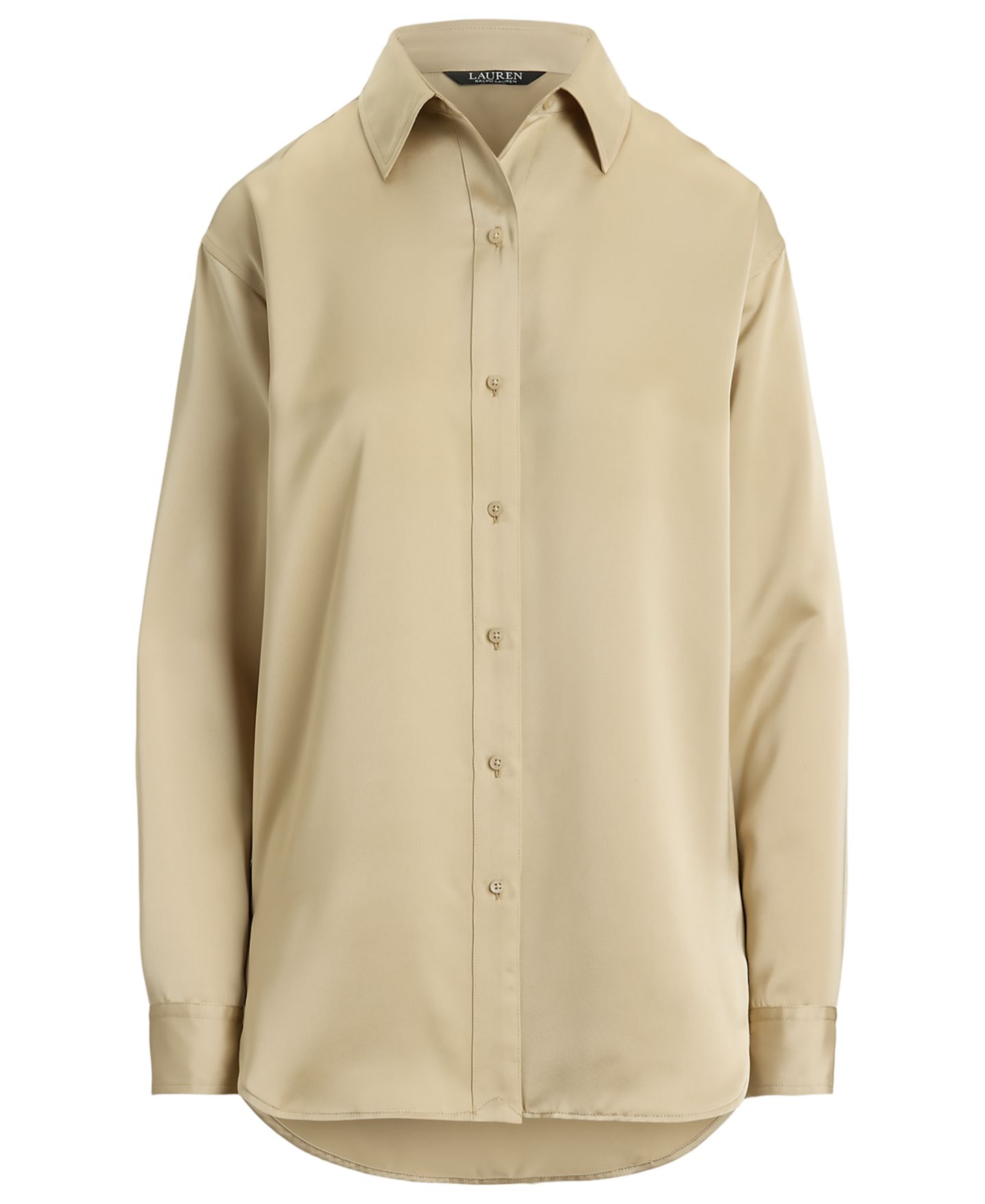 Женская блузка Lauren Ralph Lauren Petite Long-Sleeve Satin, цвет: Сланцевый — фото 11