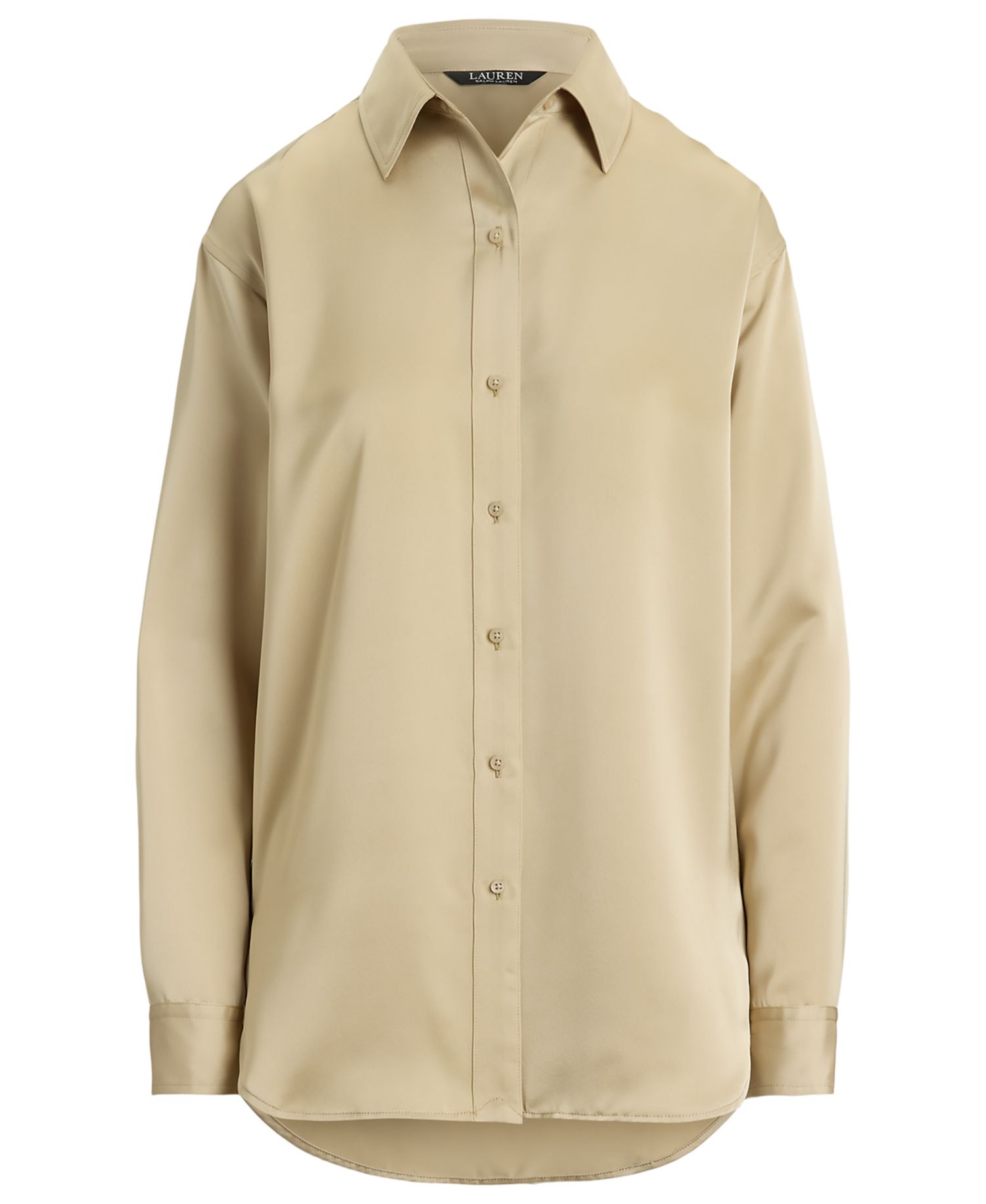 Petite Long-Sleeve Satin Blouse