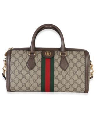 Beige GG Supreme Monogram Canvas Web Medium Ophidia Boston Bag