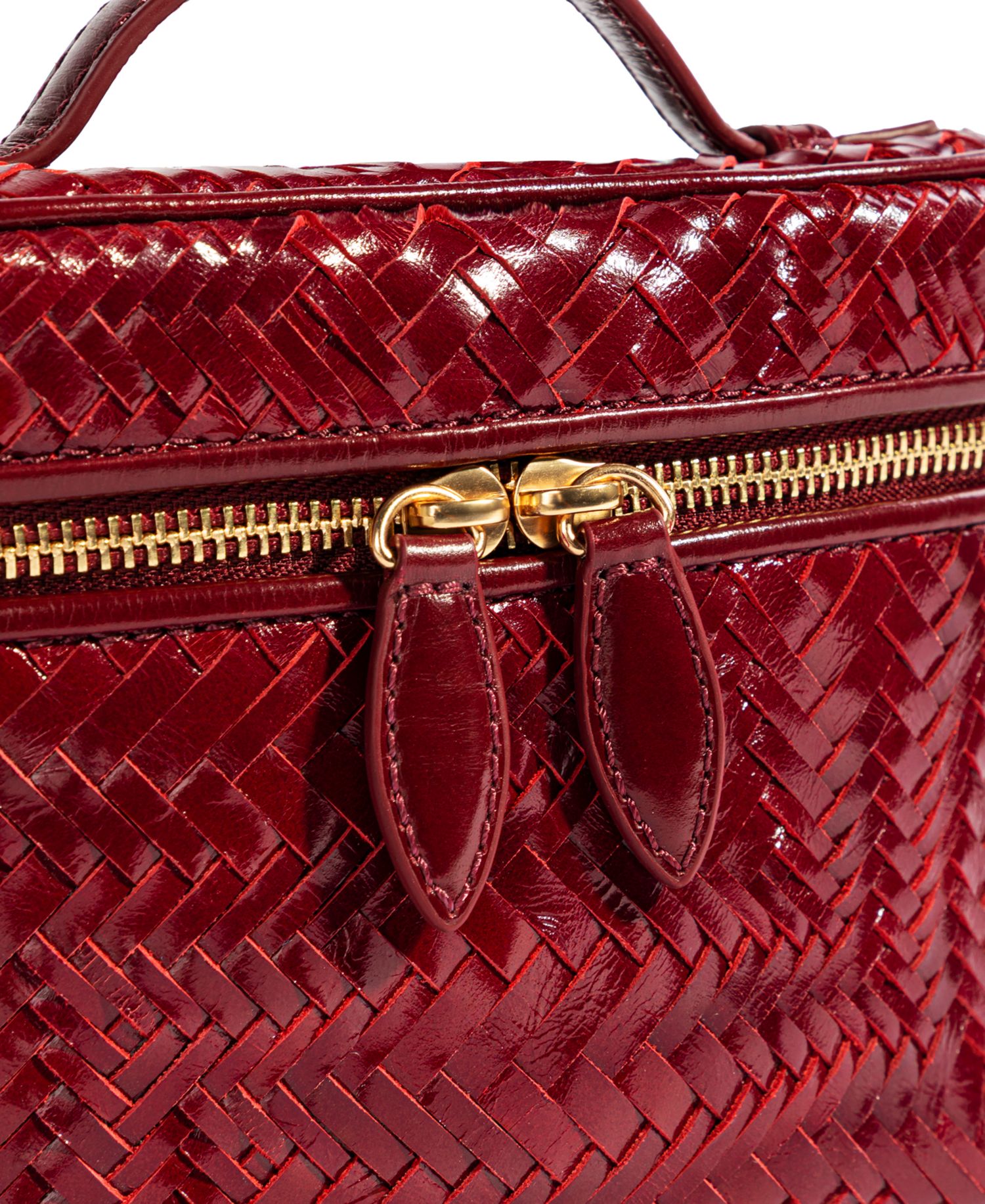Charli Woven Leather Small Top Handle Crossbody Handbag