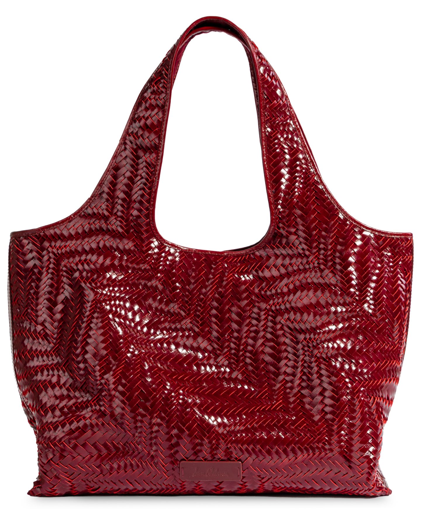Женская сумка Sam Edelman Charli Woven Large Woven Leather Tote Handbag, цвет: Вишнёвый — фото 2
